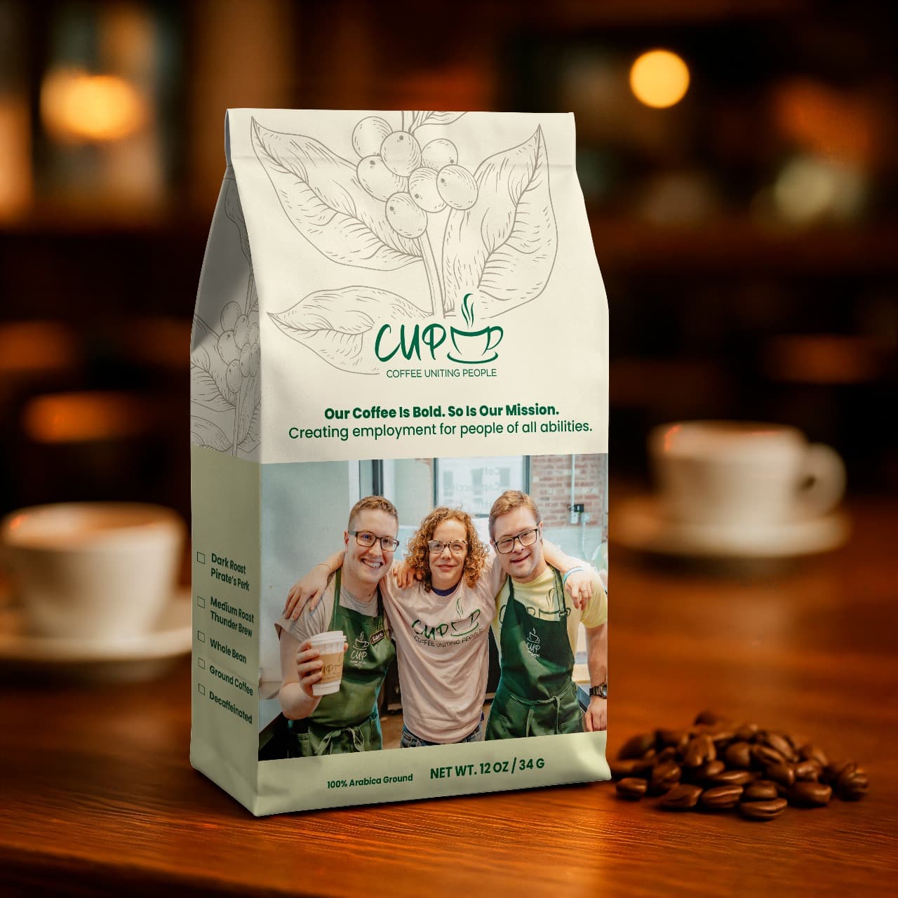 Pirates Perk (Decaf, Whole Bean) — CUP coffee bag